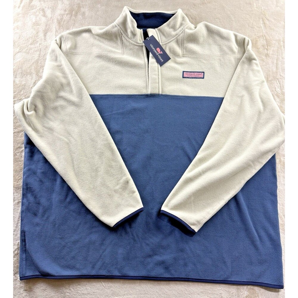 Vineyard Vines Harbor Fleece Shep Shirt Men's 3XB Pullover NWT Snap Neck Stone